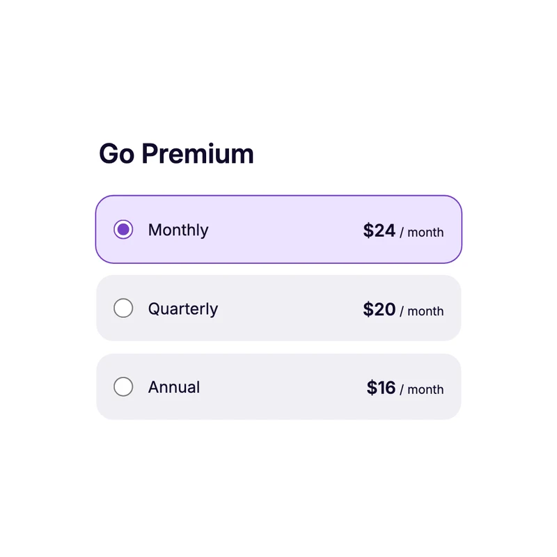 Plan picker interface component
