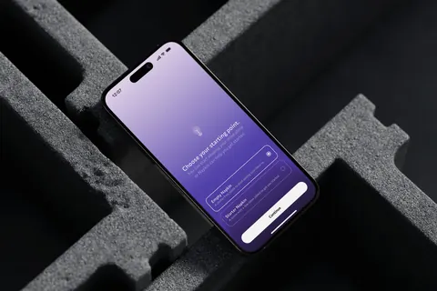 A iPhone 16 displays Napkin app "Get Started" screen prompting to choose between Empty Napkin or Starter Napkin options.
