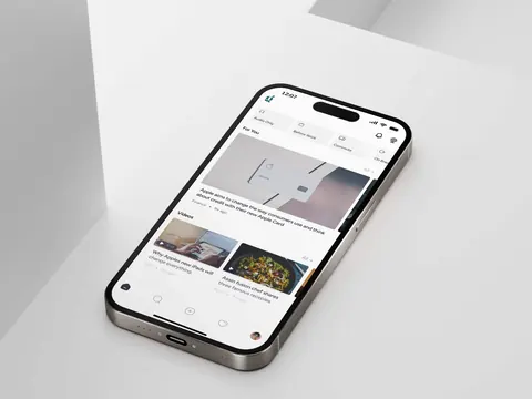 iPhone 16 displaying the Gander app with curated news articles and videos.